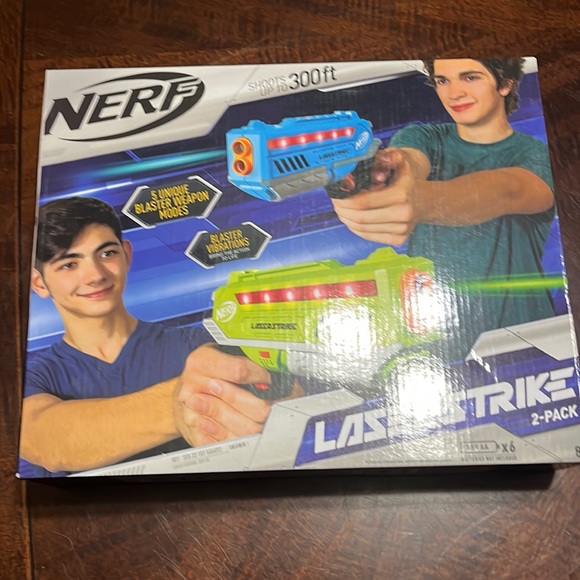 NIB Nerf Laser Strike 2 pack laser guns gun blue green - Picture 1 of 7